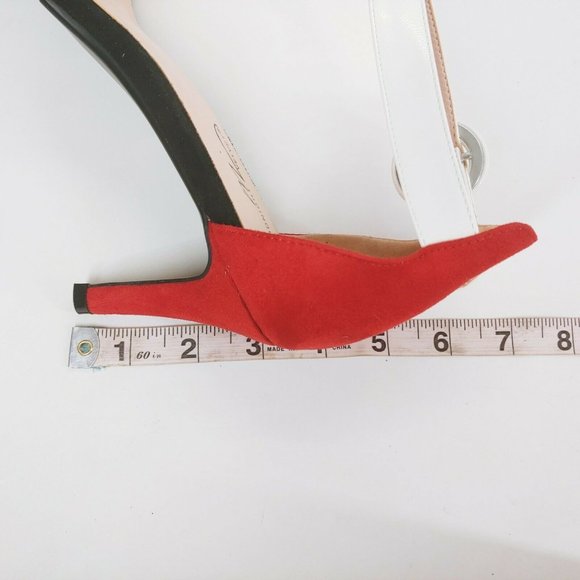 Midnight Velvet Womens Tri Colored Sandals Pumps Buckle Black Red White 10M New - Picture 8 of 11